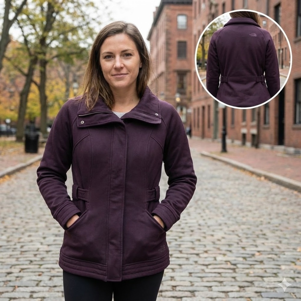 The North Face Womens Avery Softshell Jacket Purple Large A8XR Fleece Lined Coat